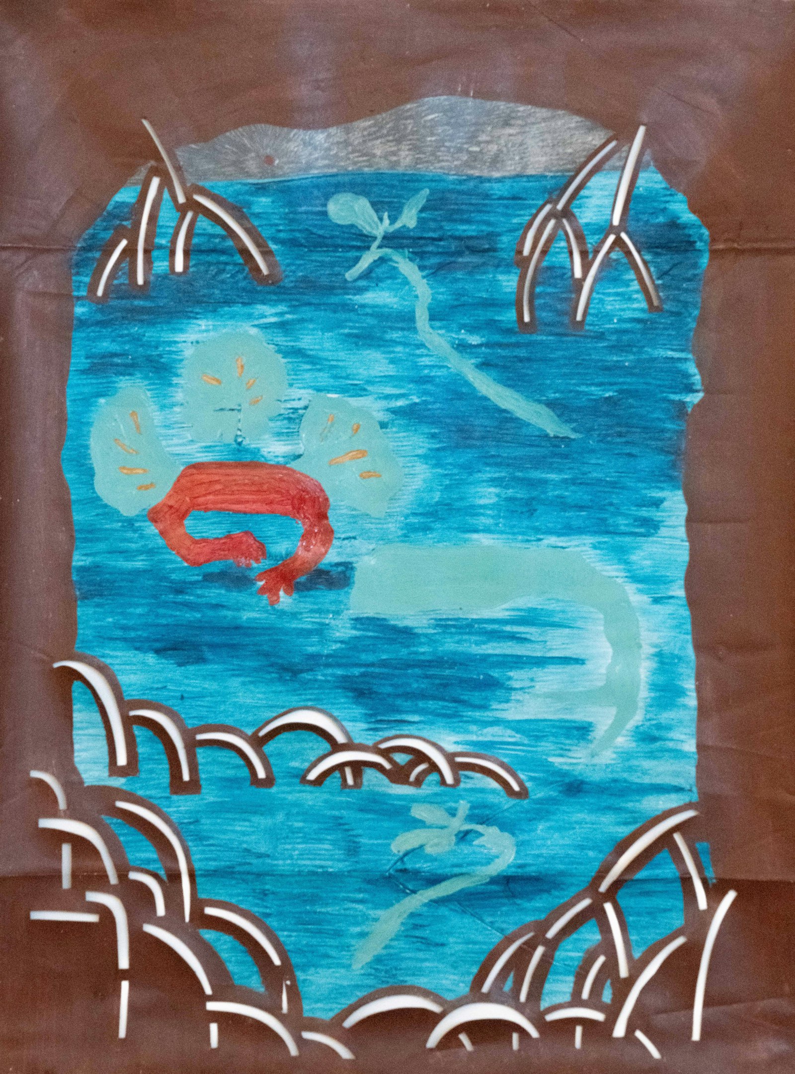 Aquatic scene with intertwined figures and repeated mangrove-like arches by Carchíris