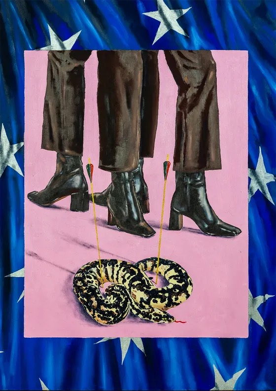 Untitled (boots above snake) — artwork by Laura Pascoal by Laura Pascoal